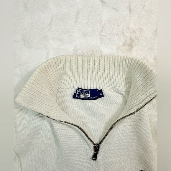 Polo by Ralph Lauren Men's Cream Zip-Up Sweater - Picture 3 of 4